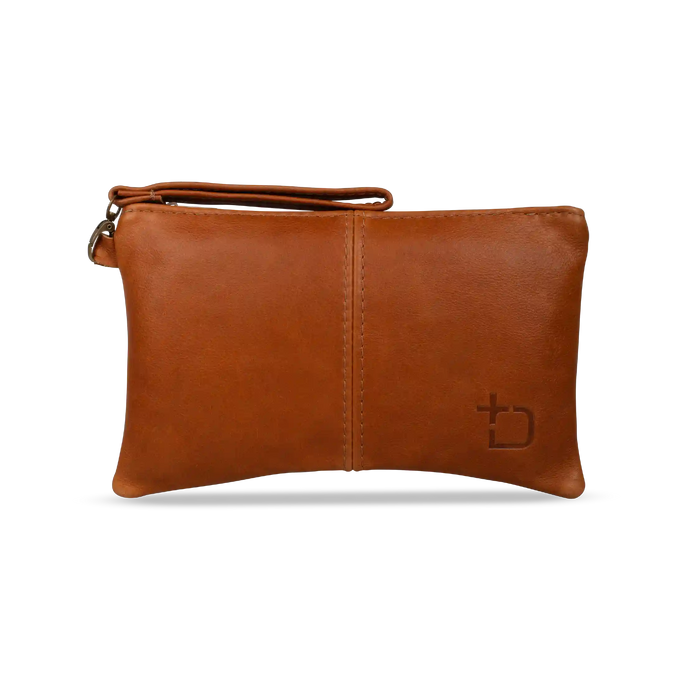 Genuine Leather Sling Clutch Bag - Ginger