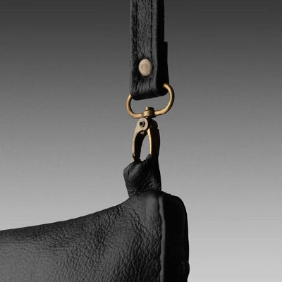 Genuine Leather Sling Clutch Bag - Black