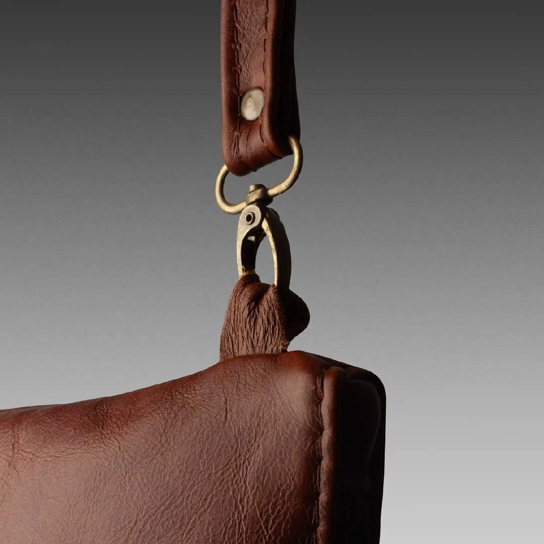 Genuine Leather Sling Clutch Bag - Brown