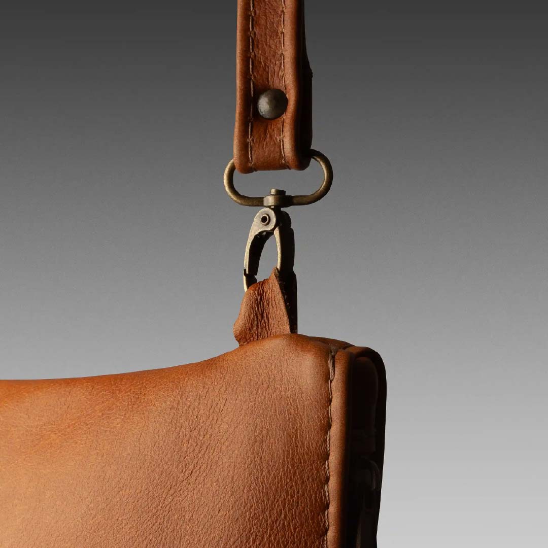 Genuine Leather Sling Clutch Bag - Butterscotch