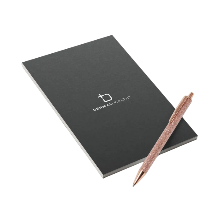 Notebook and Rose Gold Glitter Pen